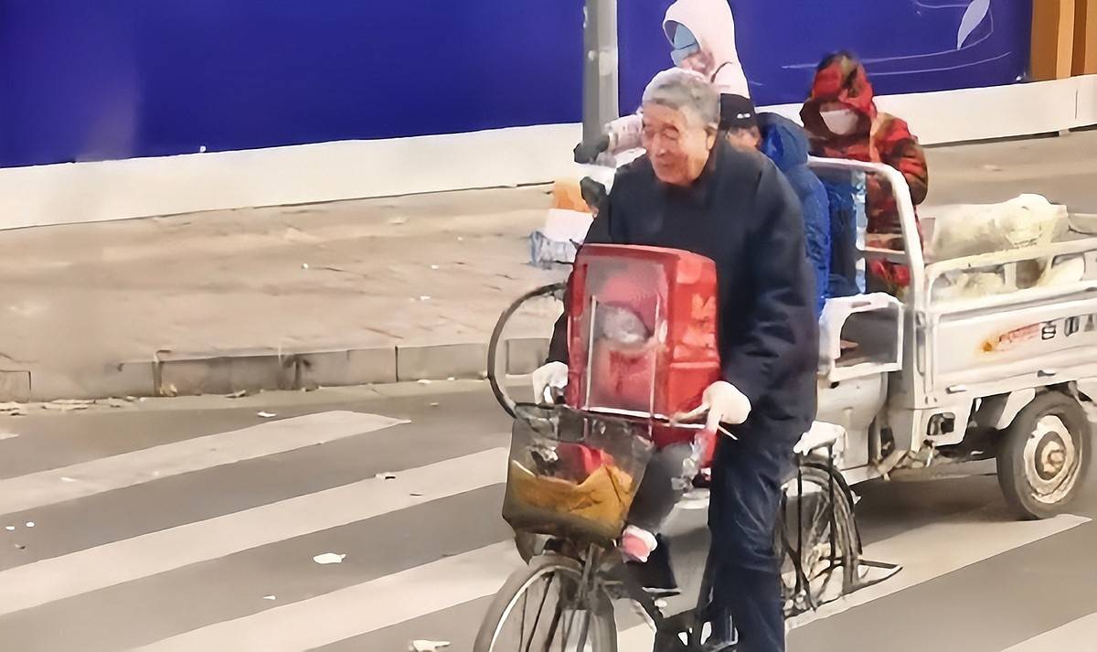 爷爷自制“斗篷”骑自行车送娃上幼儿园，保暖又拉风，回头率超高