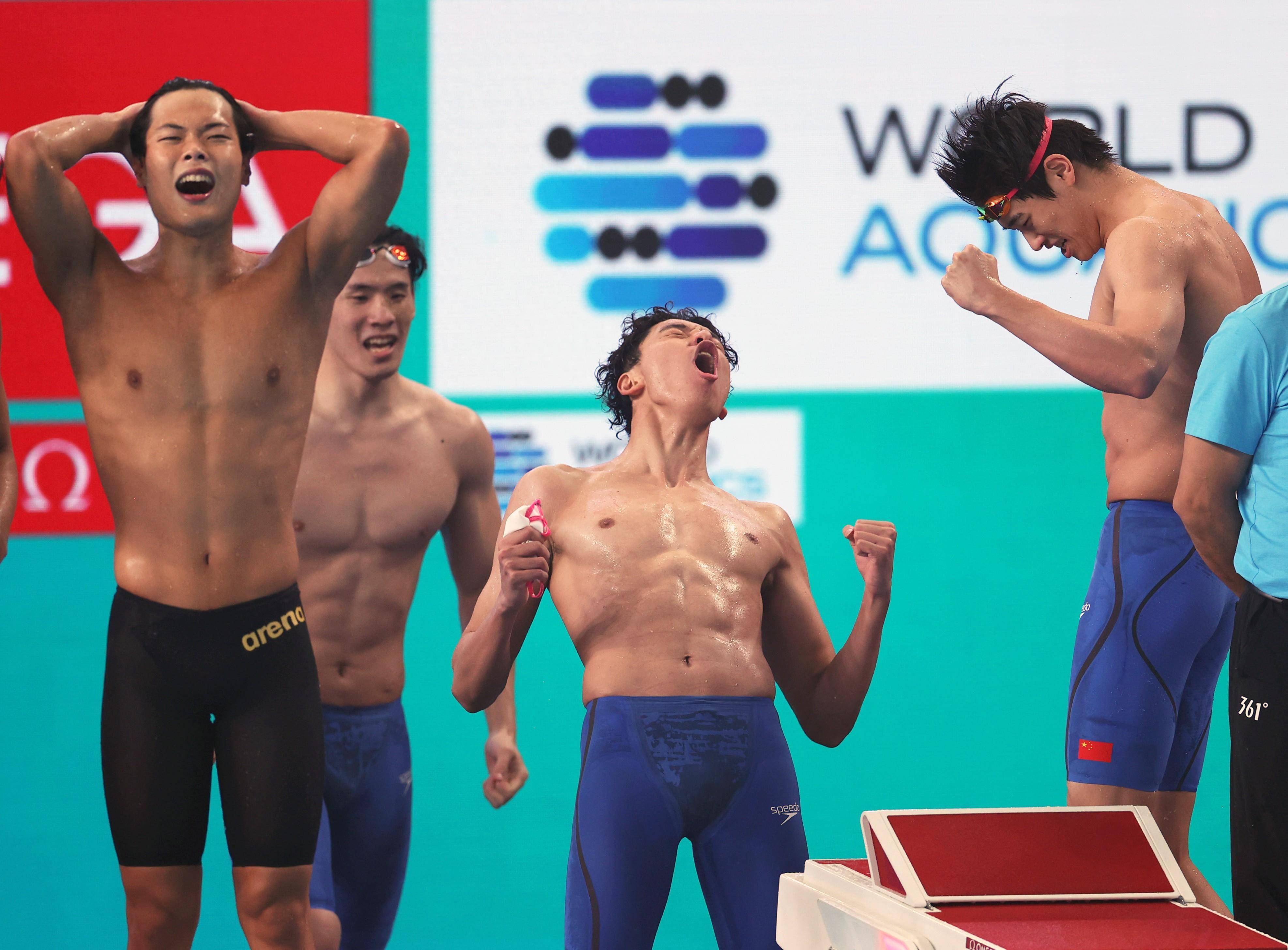 （游泳世锦赛）游泳——中国队夺得男子4X200米自由泳接力冠军